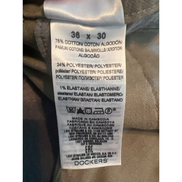 Dockers Slim Tapered Men’s Khaki Pants 36x30 Stretch Cotton Blend, Herringbone - Picture 4 of 9